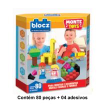 Blocos de Montar Educativo 80 peças Montagem Livre Blocz