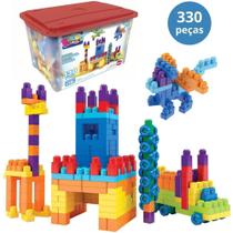 Blocos de Montar Educativo Peças Grandes Coloridas 330 Peças