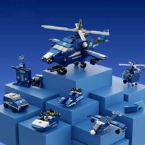 Blocos De Montar Estação Policial Conjunto 6 Em 1 Com 1000 Peças