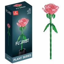 Blocos De Montar Flor Rosa Transparente 73 Peças - Castela