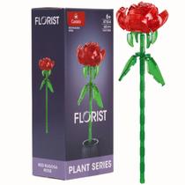 Blocos De Montar Flor Rosa Vermelha Transparente 60 Peças - Castela