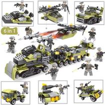 Blocos De Montar Guerreiros Militares Tanque 6 em 1 296 Peças