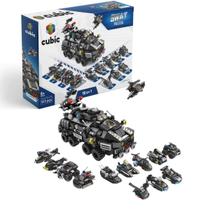 Blocos de Montar Infantil Cubic City Polícia Swat 12 em 1 572Pçs Multikids Criança 6 Anos +