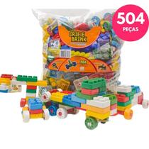 Blocos De Montar Infantil Educativo 504 Peças Grandes - Crie E Brink