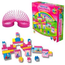 Blocos de Montar Infantil Menina 48 Peças + Mola Maluca Brinquedo