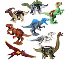 Blocos De Montar Jurássico Brontossauro Kit 8 Dinossauros