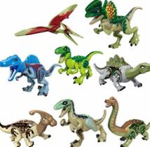 Blocos De Montar Jurássico Velociraptors Kit 8 Dinossauros