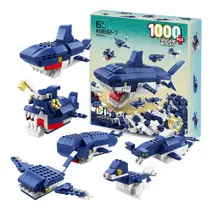 Blocos De Montar Kit 1000 Peças Tubarão Gigante 6 Em 1