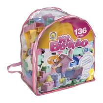 Blocos De Montar Kit Blokão Rosa 136 Peças - Kitstar