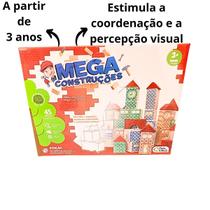 Blocos De Montar Madeira 45 Peças Brinquedo Educativo Infantil Mega Construções