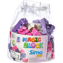 Blocos de Montar Magic BLOCK Rosa 70 Peças Simo TOYS