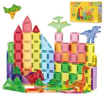 Blocos de Montar Magnéticos 108 Peças Brastoy Brinquedo Educativo Construção Tema Dinossauros Blocos de Montar Magnéticos 108 Peças Brastoy Brinquedo Educativo Construção Tema Dinossauros