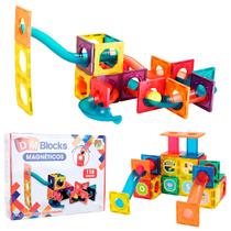 Blocos De Montar Magnéticos 118 Peças Dm Blocks Infantil Brinquedo Educativo Interativo 3D