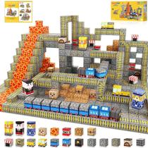 Blocos de Montar Magnéticos 84 Peças Brastoy Brinquedo Educativo Infantil Construção Tema Polícia e Resgate