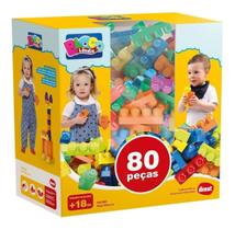 Blocos De Montar Mais Blocos 80 Peças - Mk380 - Dismat Blocos De Montar Mais Blocos 80 Peças - Mk380 - Dismat