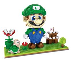 Blocos De Montar - Mario Bross Luigi Jardim 3d C Caixa
