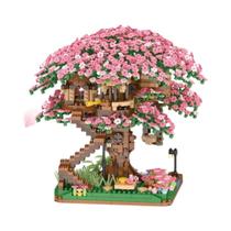 Blocos De Montar Micro Mini De Árvore De Flor De Cerejeira Rosa, Decoração Romântica Para Casa,