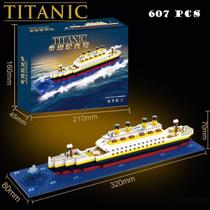 Blocos De Montar Navio Titanic 607 Peças (Com Caixa)
