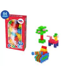 Blocos de Montar Plakt Engrenagens Coloridas Com 84 Peças - Paki Toys