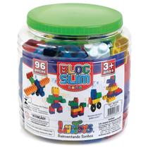 Blocos de Montar Plástico 96 Peças Brinquedo Educativos Didático de Encaixar Super Colorido Infantil - LucToys