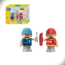 Blocos de Montar Policial e Bombeiro City Friends 14 Peças Blocz