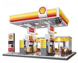 BLOCOS DE MONTAR POSTO SHELL C66026 1309 PEÇAS + ILUMINAÇÃO ORIGINAL CaDA