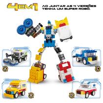 Blocos de Montar Robô Blocks 2 em 1 Transforma Kit com 4 + Fricção