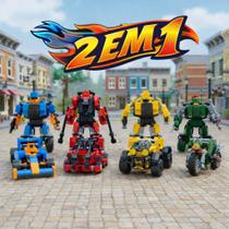 Blocos de Montar Robô Blocks 2 em 1 Transforma Kit com 4 + Fricção