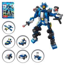 Blocos de montar robo policia c/135pcs 6 em 1