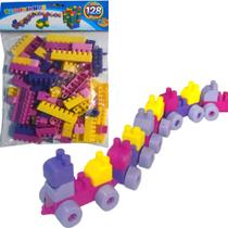 Blocos de Montar Rosa 128 Peças Brinquedo Para Meninas Blocos de Montar Rosa 128 Peças Brinquedo Para Meninas