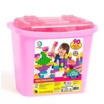 Blocos De Montar Rosa Baby Land Molto Block Box 90 Peças Menina Cardoso Toys