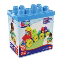 Blocos De Montar Trenzinho Trem Cargo 20 Peças Brinquedo Infantil Educativo Com Cartela De Adesivos Estimula Imaginação E Criatividade