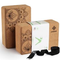 Blocos de Yoga Overmont 2 Unidades em Cortiça Natural com Cinta de 2,5 m Blocos de Yoga Overmont 2 Unidades em Cortiça Natural com Cinta de 2,5 m