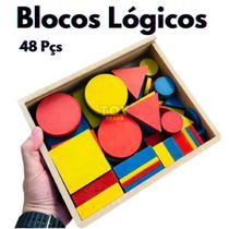 Blocos Lógicos 48 Peças - Madeira MDF - Zaramela Brinquedos