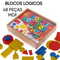 BLOCOS LÓGICOS 48 PEÇAS MDF Educativo Pedagógico Brinquedo