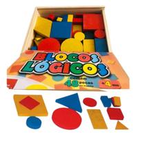 Blocos Lógicos em MDF 48 Peças Jogos Educativos