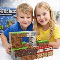 Blocos Magnéticos 120 Peças Brinquedo Educativo Com 2 Bonecos
