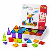 Blocos Magnéticos 42 Peças com Estojo de Viagem Montessori Blocos Magnéticos 42 Peças com Estojo de Viagem Montessori
