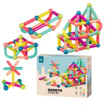 Blocos Magnéticos Brinquedo Construção Infantil STEM 64 Pçs Blocos Magnéticos Brinquedo Construção Infantil STEM 64 Pçs