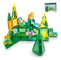 Blocos Magnéticos De Construção Brinquedos Animais 40 Peças 40 Selva