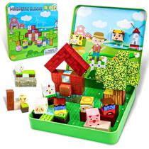 Blocos Magnéticos Lyzaoc 49 Peças Brinquedo de Montar Portátil