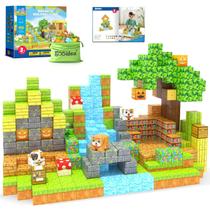 Blocos magnéticos Magworld Bamboo House Building Toy Set Kids