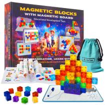 Blocos magnéticos OLEZAR 48 unidades com quadro, marcador e livro de 4 a 8 anos