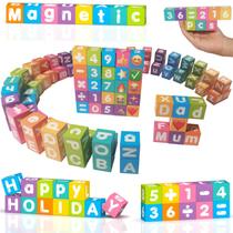 Blocos Magnéticos Portáteis Letras e Números Magnéticos Alfabeto Montessori Brinquedos Educativos de Construção para Crianças 216 em 36 peças
