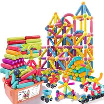 Blocos magnéticos Toy Titron 128 unidades com 2 carros para crianças de 3 a 8 anos