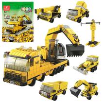 Blocos Montar Caminhão Construção 1000 Peças 6 Em 1 Castela