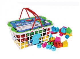 Blocos Montar e Encaixar 26 Peças Grandes Com Cesta Divertida Didático