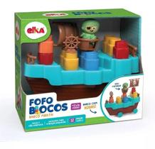 Blocos Montar Infantil Barco Pirata Fofo Bloco Original Elka
