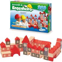 Blocos para Montar Brincando de Engenheiro 200 Peças Madeira Reflorestada Xalingo 53065 Blocos para Montar Brincando de Engenheiro 200 Peças Madeira Reflorestada Xalingo 53065