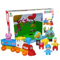 Blocos Playset Pocoyo Viagem De Trem C/ 16 Pças Monte Libano